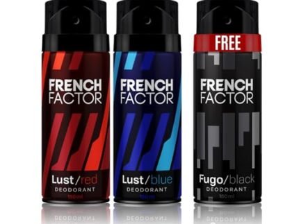 The French Factor Body Spray Deodorant Combo Pack For Men, Lust Red, Lust Blue & Fugo Black, Long-Lasting Fragrance, Everyday Use Deo, 150ml (Pack Of 3)