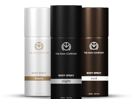 The Man Company Oud, Blanc & Night Body Spray Combo Pack For Man | Premium Long-Lasting Fragrance, Everyday Use Deo, 150ml (Pack Of 3)