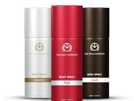 The Man Company Oud, Fire & Blanc Body Spray Combo Pack For Men | Premium Long-Lasting Fragrance, Everyday Use Deo, 150ml (Pack Of 3)