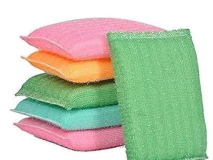 The SR Brand Sponge & Plastic Kitchen Scrubber for Dish/Utensils/Tiles Cleaning Heavy Quality Scrub Pad Multicolor Free Size Pack of 5