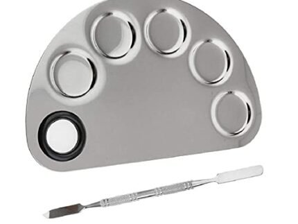 Tiny Deal Stainless Steel Cosmetic Makeup Mixing Palette with Spatula Tool (Silver)