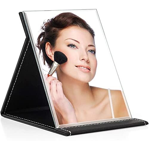 VELINEX® Portable Foldable Makeup Mirror with Leather Cover & Stand – Compact Frameless Vanity Mirror for Travel, Table & Dressing Use – Rectangular Design, Black (Pack of 1) VELINEX® Portable Foldable Makeup Mirror with Leather Cover & Stand – Compact Frameless Vanity Mirror for Travel, Table & Dressing Use – Rectangular Design, Black (Pack of 1)
