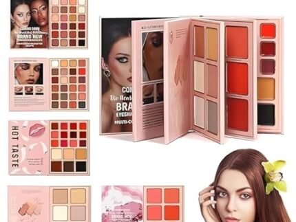 Viral 5 in1Makeup Combo kit All in One Makeup kit Set. For All Skin Tone. For women & girl.All in one makeup kit set. Eyeshadow (Glitter and matte) Highlighter Blush Contour Lip Eyebrow Palette.