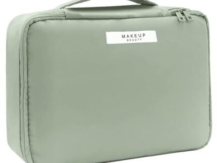 WEMOL Small Travel Fashion Cosmetic Organizer Bag with Detachable Pouch, Super Soft Makeup Organiser Bag for Brushes, Toiletries, Cosmetics Items for Women (Green)