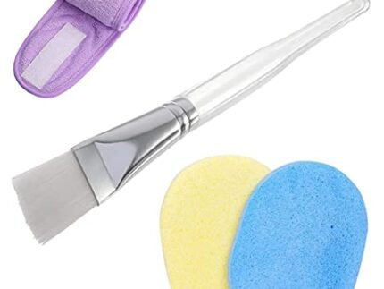 Women Facial Sponges Wipes with Face Mask Brush and Facial Hair band Combo Cosmetic Puff Face Care For Cleansing Face Reusable Multipurpose Tools for Salon & Home (Brush, Belt and 2 Sponge)