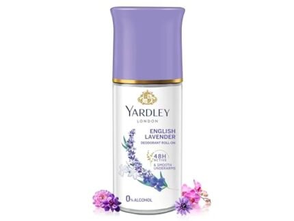 "Yardley London English Lavender Underarm Deodorant Roll On | With Licorirce Extract & Floral Extracts | Smooth & Eventoned Underarms | 72 H Long Lasting Floral Scent| 0% Alcohol & Dermat Approved | For Women | 50ml"