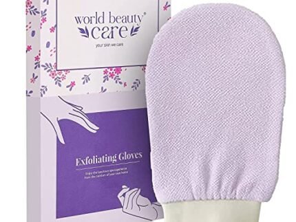 Moroccan Hammam Exfoliating Kessa Scrub Glove Shower Scrub Gloves Body Facial Tan Massage Mitt Double layered Imported (Light Purple)