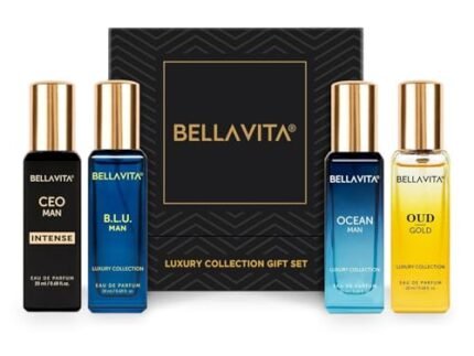 Bella Vita Luxury Collection Eau De Parfum Gift Set 4 x 20ml for Men with OUD GOLD, OCEAN, B.L.U & CEO Man Perfume|Long Lasting EDP Fragrance Scent