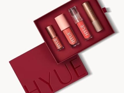 HYUE Coral Rave Lip Kit | 16.4 ml | Liquid & Velvette Matte Lipsticks, Lip Tint & Plumper | Long-Wear Soft-Matte | Jojoba & Almond | Makeup Set | Unique Surprise Gift | Valentine Gift for Girlfriend