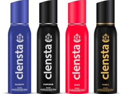 Clensta 0% No Gas Deodorant for Men Combo Pack of 4 x 150ml Body Spray Long Lasting | No Gas Deo for Men | Gift for Men Boyfriend Husband (Duke, Emperor, Majesty, Noble)