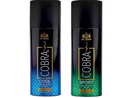 ST.JOHN Deodorant For Men, Deodorant For Women, Long Lasting Fragrance, Fresh and Soothing Deo, Deo For Men, Deo For Women, COBRA- Cool & Sports (150ml Each- Pack of 2)