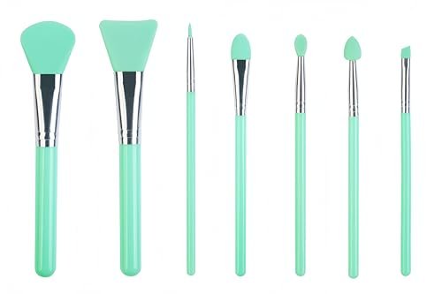 7 Pcs Mint Green Silicone Makeup Brush Set (with Leather Pouch) – Facial Mask, Eyeliner, Eyebrow, Eye Shadow, Cream Makeup, Lip, UV Resin Epoxy Art Crafting 7 Pcs Mint Green Silicone Makeup Brush Set (with Leather Pouch) – Facial Mask, Eyeliner, Eyebrow, Eye Shadow, Cream Makeup, Lip, UV Resin Epoxy Art Crafting