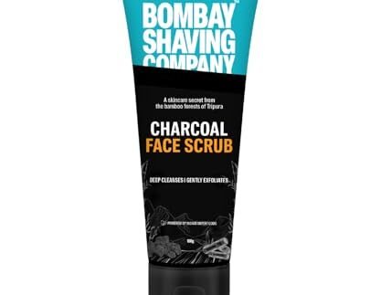 Bombay Shaving Company Charcoal Face Scrub with Black Sand, Exfoliates skins & Removes Black Heads, Black, 100 g