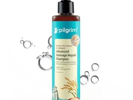 Pilgrim Korean Rice Water & Collagen Advanced Damage Repair Shampoo – 200ml | with 17 Amino Acids, Wheat Protein & 5 Ceramides | Paraben-Free | For Dry & Damaged Hair | For Women and Men