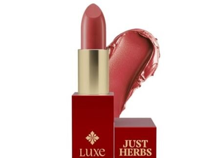 Just Herbs Luxe Satin Melt High Shine Lipstick | Luxury Makeup | Ayurvedic Formula | Long Lasting Shine | Ayurvedic Lipstick – 4 gm (01 PEACH SERENADE)