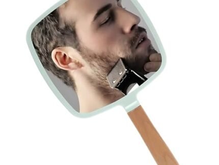 Trifecta Single-Sided Portable Travel Handheld Vanity Mirror with Hanging Hole in Handle Hand Mirror with Comfy Handle for Makeup,Small Cute Wood Hand Mirror(Square, Green Pack of 1)