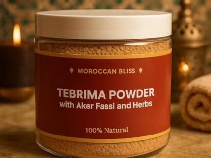 Moroccan Tebrima Body Mask Powder – 100% Natural Skin Brightening & Tan Improvement | Improves Blemishes, Smoothens Skin, Improves Ingrown Hair | Face & Body Care for Radiant, Youthful Glow