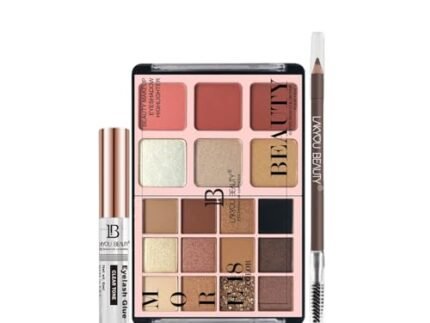 18 Color Eyeshadow Palette + Eyelash Glue Clear Tone + Eyebrow Pencil with Spoolie | Eye Makeup Combo Set