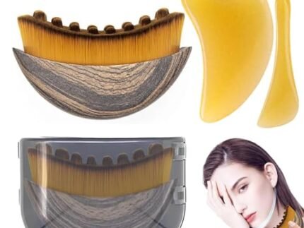 3Pcs Lymphatic Contour Face Brush, Lymphatic Drainage Tool,Facial Massage Set for Puffiness Reduction, Includes Lymphatic Brush, Gua Sha Tool for Jawline Contouring, Travel-Friendly Skincare Accessory