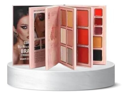 5-in-1 Makeup Book Kit, Professional Eyeshadow Palette with Highlighter, Blush, Contour, Eyebrow and Lip Colors, Matte and Glitter Finish