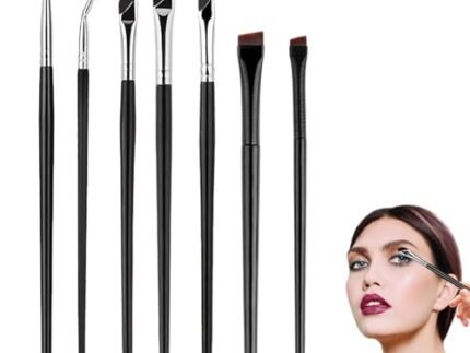 7 PCS Eye Makeup Brush Set, Eyeliner Brush, Eyebrow and Eyeshadow Blending Brush, Angled Eyeliner, Travel Friendly Makeup for Precise Application