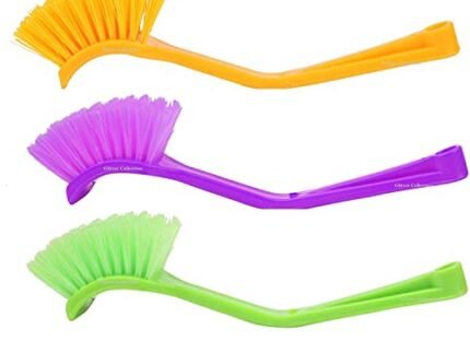 ALOUD CREATIONS 3 Pc Washbasin Cleaning Brush | Mini Sink Cleaner for Kitchen | Small Handy Scrubber for Basin Cleaning | Multifunctional Sink Brush | Multicolour Virgin Plastic