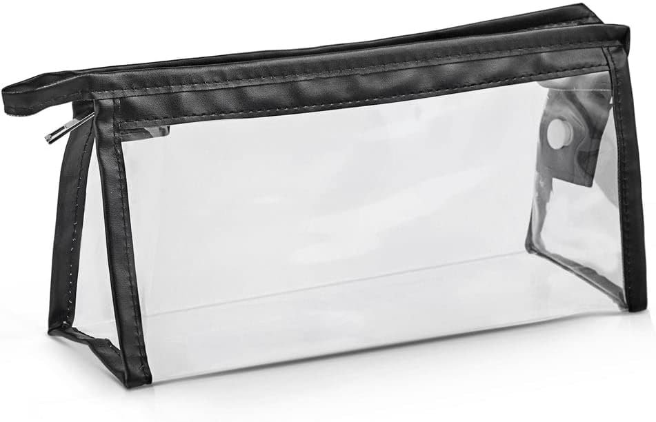 AccuPrints Clear Travel Toiletry Bag, 20 x 8.5 x 12.5 cm, Waterproof PVC Makeup Pouch with Zipper, Set of 1, Black AccuPrints Clear Travel Toiletry Bag, 20 x 8.5 x 12.5 cm, Waterproof PVC Makeup Pouch with Zipper, Set of 1, Black