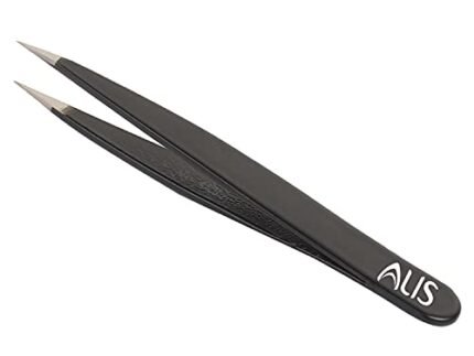 Alis Splinter Fine Tweezer | Professional Precision Pointed Tweezer for Ingrown Hair & Eyelash Extension | Stainless Steel (BLACK)