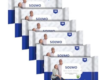 Amazon Brand – Solimo Adult Bed Bath Wipes | Count 60 | 10 Wipes x 6 Packs | With Aloe Vera, Olive Oil & Vitamin E | Advanced Germ Protection | pH Balanced | Alcohol & Parabens Free