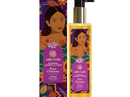 Ayurvedic Face Wash with Kashmiri Saffron and Neem | Natural Face Cleanser for Daily Skin Exfoliation and Brightening | Chemical Free Organic Herbal Facewash (200 ml)