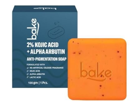 BAKE 2% Kojic Acid Scrub Treatment Soap (1 Pcs) with Alpha Arbutin, Lactic Acid & Niacinamide | For Pigmentation, Dark Spots, Tan Removal, Brightens Underarms | Soap for Women & Men | 100g x 1