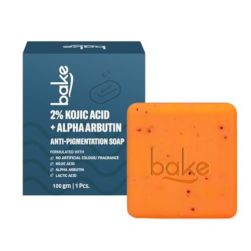 BAKE 2% Kojic Acid Scrub Treatment Soap (1 Pcs) with Alpha Arbutin, Lactic Acid & Niacinamide | For Pigmentation, Dark Spots, Tan Removal, Brightens Underarms | Soap for Women & Men | 100g x 1 BAKE 2% Kojic Acid Scrub Treatment Soap (1 Pcs) with Alpha Arbutin, Lactic Acid & Niacinamide | For Pigmentation, Dark Spots, Tan Removal, Brightens Underarms | Soap for Women & Men | 100g x 1