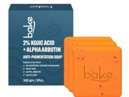 BAKE 2% Kojic Acid Scrub Treatment Soap (100 Gms Pack of 3) with Alpha Arbutin, Lactic Acid & Niacinamide | For Pigmentation, Dark Spots, Tan Removal, Brightens Underarms | Soap for Women & Men | 100g x 3