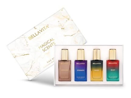 BELLAVITA Magical Scents 4x20ml | Long Lasting EDP Perfume Gift Set for Man and Woman | Vanilla, Caramel & Musk | Floral, Spicy Premium Fragrance for Men and Women