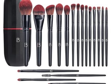 BS-MALL Makeup Brushes Set Professional Foundation Powder Concealers Eye shadows Blush Synthetic Makeup Brushes with Black case 20 Pcs