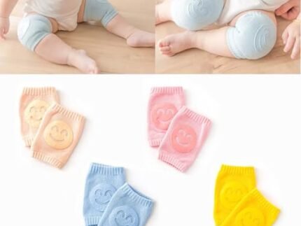 BabyPro Knee Pads Set of 2 Pairs for Toddlers, Baby Elbow & Knee Protector, Anti-Slip, Knee Support for Crawling & Walking, Soft, Stretchable, Breathable Leg Warmers for Babies (Multi-Colour)
