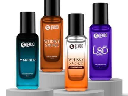 Beardo “Fuel the Mood” 4-in-1 Perfume Set- Whisky Smoke, LSD ,Whisky Smoke Firebomb & Mariner Perfume for Men (20ml x 4) | Long Lasting Fragrance | Long Lasting Perfume for Men | Gift for Men | Gift for Friend