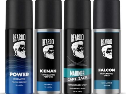 Beardo Power, Iceman, Mariner Captain Jack & Falcon Body Spray for Men | Deodorant | Deo For Men | Long Lasting Perfume | Gift For Friends | Gift for Husaband – Set of 4