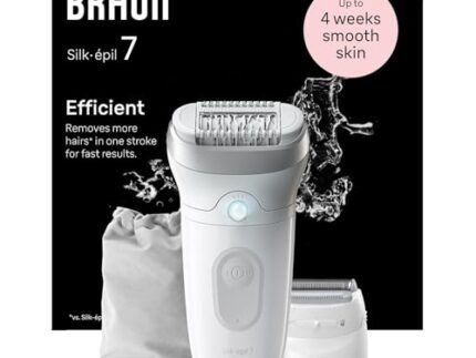 Braun Silk-epil 7 SE7041 Epilator for Women, Cordless Wet & Dry Epilation, Braun Epilator for Long Lasting Hair Removal, Smooth Skin with Sensosmart Technology, Waterproof, Less Pain