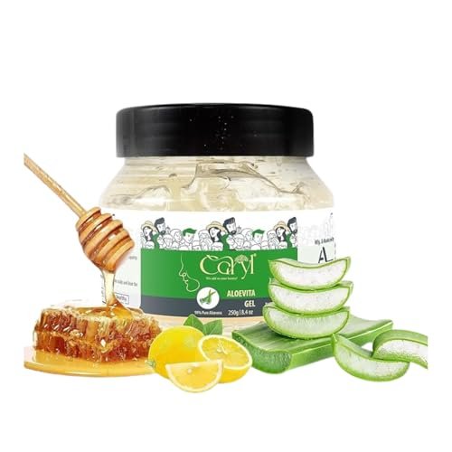 Caryl 250gm Aloevita Gel | Aloe Vera Gel for Face & Hair Care| Moisturizing, Hydrating, Soothing Natural Alovera Gel for Men and Women | All Skin Type | No Paraben | No Silicone (Pack of 1) Caryl 250gm Aloevita Gel | Aloe Vera Gel for Face & Hair Care| Moisturizing, Hydrating, Soothing Natural Alovera Gel for Men and Women | All Skin Type | No Paraben | No Silicone (Pack of 1)