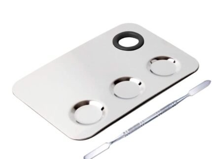 Cosmetic Makeup Palette, Premium Stainless Steel Metal Rectangle Makeup Mixing Palette with Spatula Artist Tool for Mixing Foundation/Eye Shadow/Eyelash/Lipsticks/Nail Art, Silver (Silver plate)