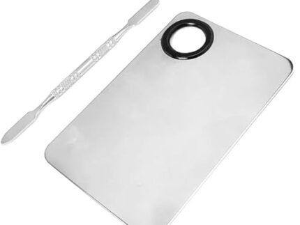 Cosmetic Makeup Palette with Spatula Stainless Steel Make Up Mixing Palette for Women Girls Face 4.5 x 2.9 Inches