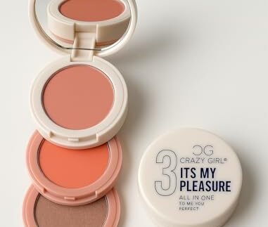 Crazy Girl 3 in 1 Makeup Stack Kit | Eyeshadow, Blush & Highlighter with Mirror | Compact Powder Formula | Oil Control & High Coverage | Travel-Friendly Makeup Kit