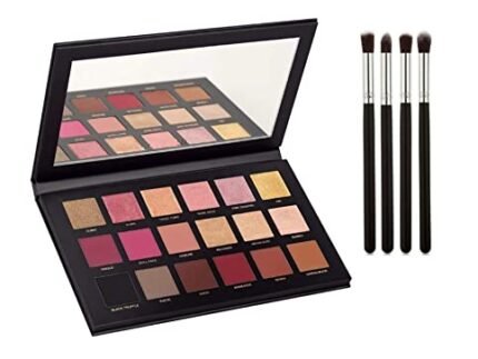 D.B.Z. 18 Color Women eyeshadow palette with 4 Pc Makeup Brush set Combo Of Rose Gold Edition for Party and Light Makeup and Retouching makeup combo