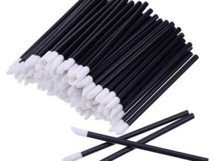 Disposable Lip Brush Wands - Pack of 50: Lipstick & Lip Gloss Applicator, Concealer Brush for Lips, Eyes, and Makeup Application (BLACK)