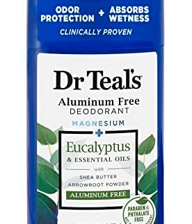 Dr Teal's Aluminum Free Deodorant Stick For Unisex Eucalyptus & Essential Oils, 75g | Paraben & Phthalate Free Roll On for for Odour Protection & Absorbs Wetness