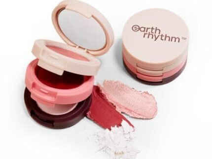 Earth Rhythm Dab Set Go 3-in-1 Face Palette With Eyeshadow, Lip & Cheek Tint & Mattifying Face Powder, For Everday Makeup, Highly Pigmented (Bourbon)