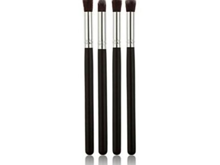 Eye Makeup Brush Set, 4 Piece, Black and Silver, Professional Eyeshadow Blending Brushes