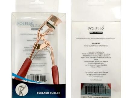 FOLELLO Premium Eyelash Curler with Non-Slip Handle – Rose Gold, Lash Curler for Women, Salon Accessories, Long Lasting Natural Eyelash Curler for Dramatic, Swooping Curls