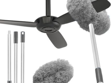 Fan Cleaner Brush with Long Rod Flexible Fan Cleaning Mop Microfiber Dust Cleaner Foldable Duster for Home Cleaning Microfiber Duster for Cleaning of Home, Kitchen, Car, Ceiling (Grey)